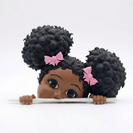 SUPERVALUECHOICE HCSEUA00006 Z-Customizable Unpainted Curly Pigtail Black Girl Figurine Base, DIY Handcraft Supplies for Keychains Brooches