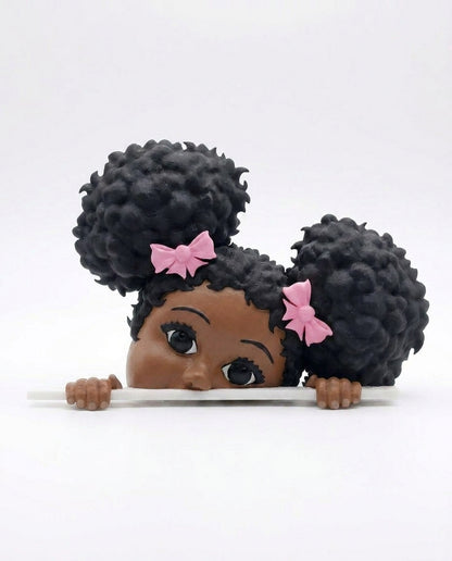 SUPERVALUECHOICE HCSEUA00006 Z-Customizable Unpainted Curly Pigtail Black Girl Figurine Base, DIY Handcraft Supplies for Keychains Brooches