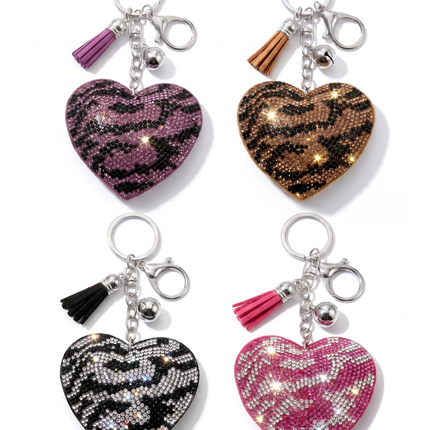 SUPERVALUECHOICE HCSESA00044 Sparkly Rhinestone Heart Bow Keychain Brooch