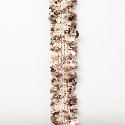 SuperValueChoice HCSEOA00008 Pastel Fringe Tweed Woven Trim Metallic Gold Thread Decorative Ribbon for Dress Hair Accessory DIY Sewing Craft ,0.98in width