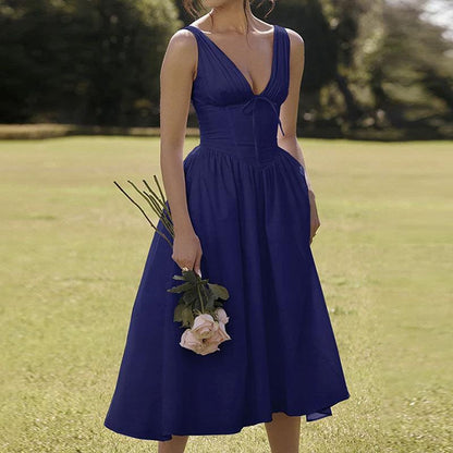 SVCD000005 Summer fashion women's wear, elegant and fashionable, backless printed halter dress, sexy European and American style dress