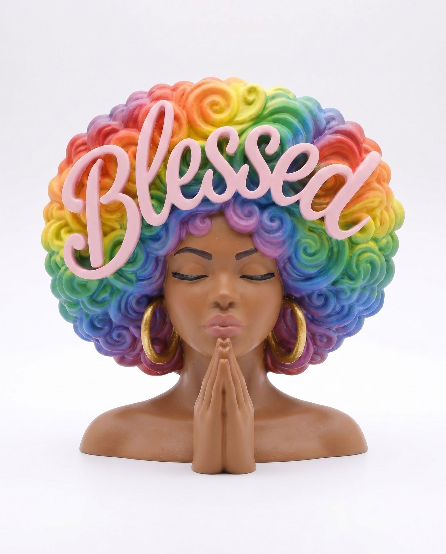 SUPERVALUECHOICE HCSEUA00038  Z-DIY Paintable Rainbow Afro Woman Resin Blank, Custom Color Craft Blanks for Brooch & Keychain Making 2.8" × 2.6" × 1"