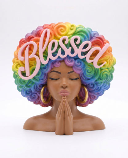 SUPERVALUECHOICE HCSEUA00038  Z-DIY Paintable Rainbow Afro Woman Resin Blank, Custom Color Craft Blanks for Brooch & Keychain Making 2.8" × 2.6" × 1"
