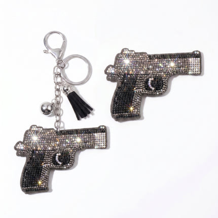 SUPERVALUECHOICE HCSESA00042 Rhinestone Gun Keychain & Brooch Sparkly Accessory