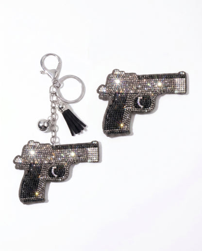 SUPERVALUECHOICE HCSESA00042 Rhinestone Gun Keychain & Brooch Sparkly Accessory