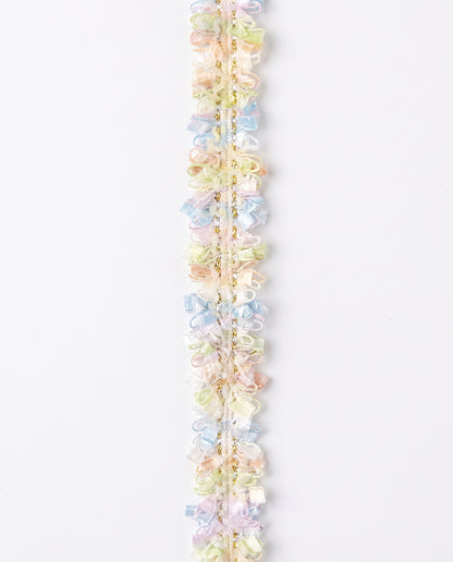SuperValueChoice HCSEOA00009 Pastel Fringe Tweed Woven Trim Metallic Gold Thread Decorative Ribbon for Dress Hair Accessory DIY Sewing Craft ,0.59in width