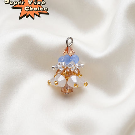 SUPERVALUECHOICE  CHRISTMAS HCSESC00011 Sparkly Crystal Beaded Christmas Tree Pendants For Handmade Jewelry Keyring Bag Charm Xmas Party Diy Craft Decorations