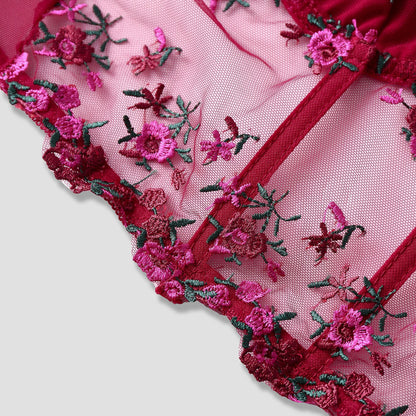 SVCT000086 Steel hoop corset, see-through embroidery, floral bow, fishbone breasted vest