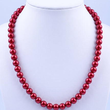 SUPERVALUECHOICE HCSEN00002 Multicolor Round Pearl Choker Necklace Classic Single Strand Beaded Necklace for Women Daily Wedding Jewelry