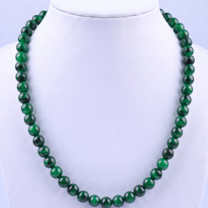 SUPERVALUECHOICE HCSEN00003 0.31 Inch Round Cat Eye Bead Single Strand Necklace 16&18 Inch With 6 Inch Extender 15 Colors Collarbone Beaded Chain Jewelry For Women