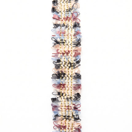 SuperValueChoice HCSEOA00008 Pastel Fringe Tweed Woven Trim Metallic Gold Thread Decorative Ribbon for Dress Hair Accessory DIY Sewing Craft ,0.98in width
