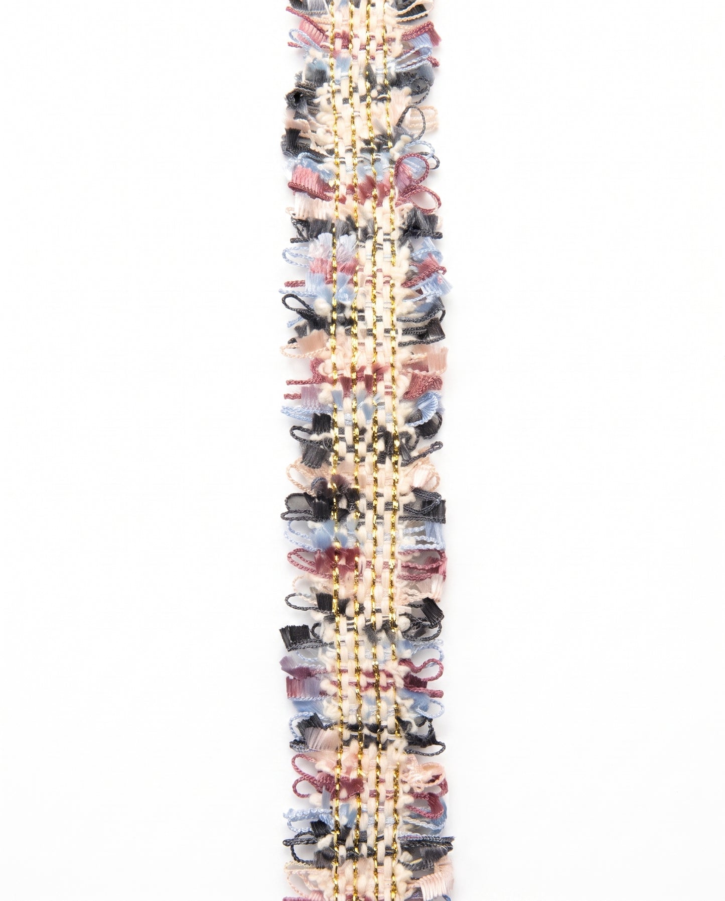 SuperValueChoice HCSEOA00008 Pastel Fringe Tweed Woven Trim Metallic Gold Thread Decorative Ribbon for Dress Hair Accessory DIY Sewing Craft ,0.98in width