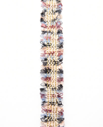 SuperValueChoice HCSEOA00008 Pastel Fringe Tweed Woven Trim Metallic Gold Thread Decorative Ribbon for Dress Hair Accessory DIY Sewing Craft ,0.98in width