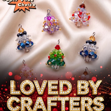 SUPERVALUECHOICE  CHRISTMAS HCSESC00011 Sparkly Crystal Beaded Christmas Tree Pendants For Handmade Jewelry Keyring Bag Charm Xmas Party Diy Craft Decorations