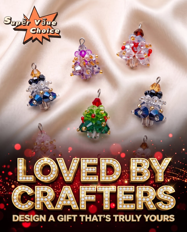 SUPERVALUECHOICE  CHRISTMAS HCSESC00011 Sparkly Crystal Beaded Christmas Tree Pendants For Handmade Jewelry Keyring Bag Charm Xmas Party Diy Craft Decorations