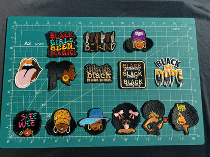 SUPERVALUECHOICE HCSEYB00108 15Pcs Black Girl Magic Themed Embroidered Iron On Patches Apparel DIY Sewing Decor Appliques