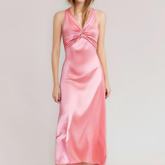 SVCD000082 Sexy V-neck pleated, slimming and elegant fashion dress for women