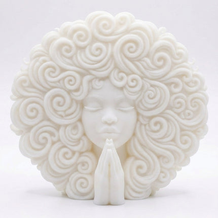 SUPERVALUECHOICE HCSEUA00004 Z-Blank Paintable Black Curly Hair Lady Prayer Statue Mold Base, DIY Handcraft for Brooch Keychain Accessories
