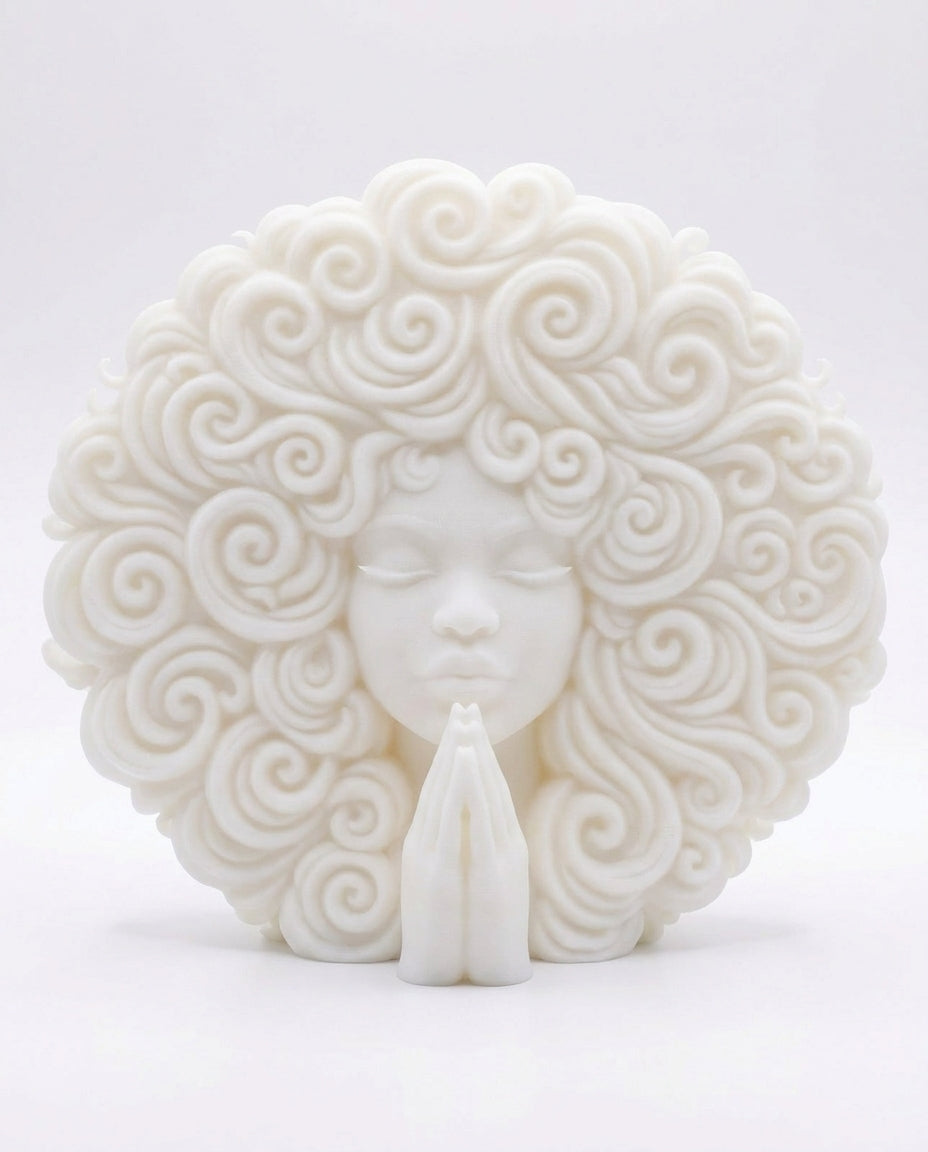 SUPERVALUECHOICE HCSEUA00004 Z-Blank Paintable Black Curly Hair Lady Prayer Statue Mold Base, DIY Handcraft for Brooch Keychain Accessories