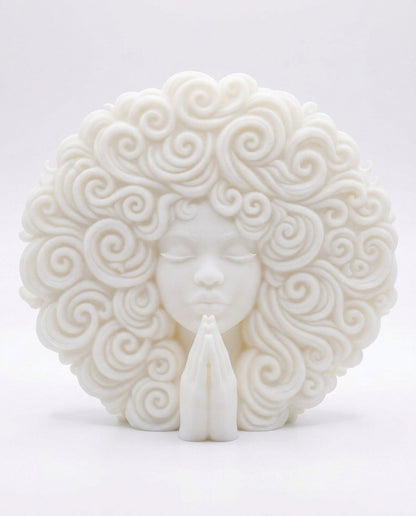 SUPERVALUECHOICE HCSEUA00004 Z-Blank Paintable Black Curly Hair Lady Prayer Statue Mold Base, DIY Handcraft for Brooch Keychain Accessories