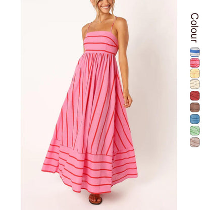 SVCD000122 Summer fashion striped halter top backless dress with a fresh style