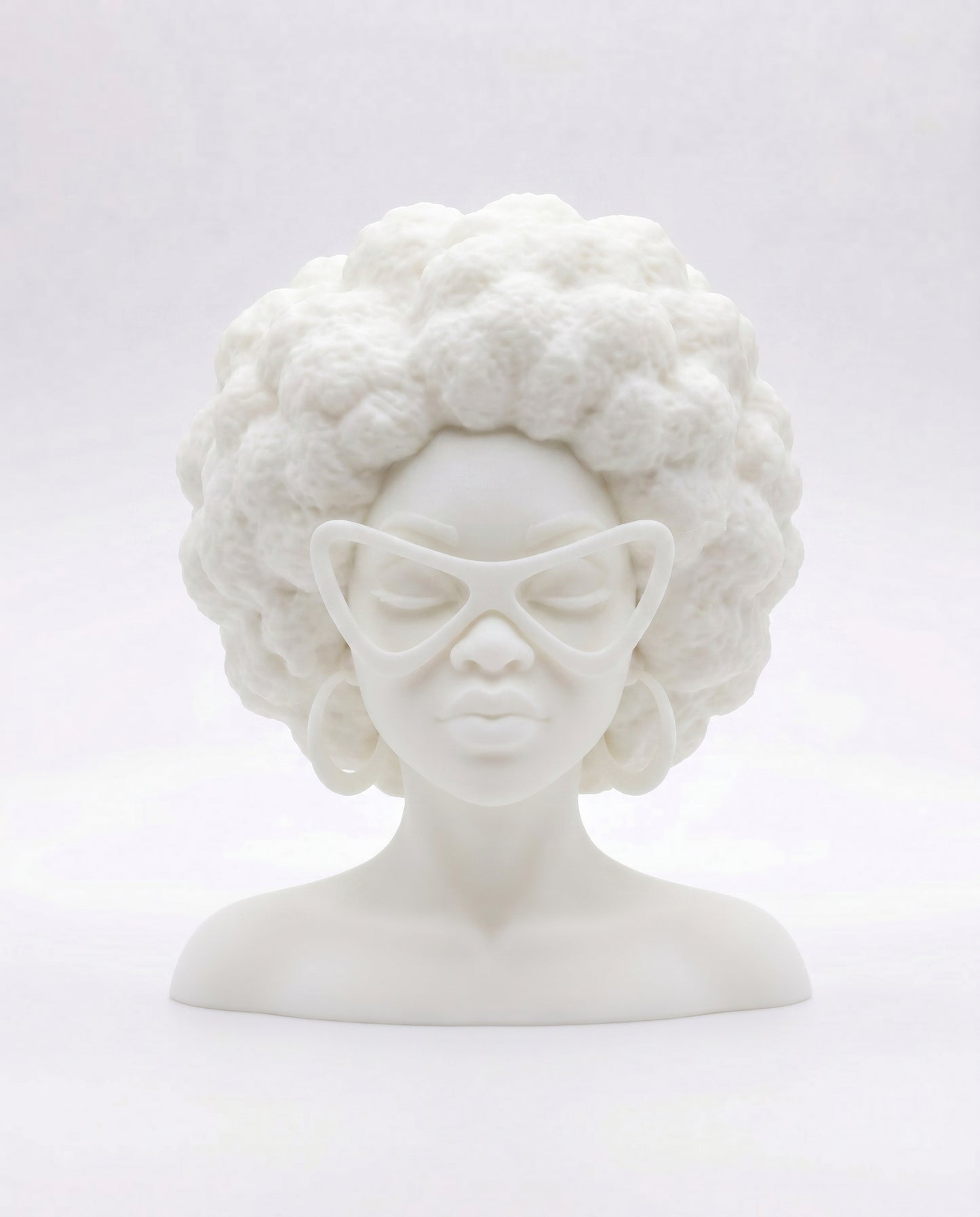 SUPERVALUECHOICE HCSEUA00043  Z-  Blank Retro Cat Eye Sunglasses Afro Woman Resin Sculpture DIY Paintable Blanks for Brooch Keychain Craft 2.8" × 2.6" × 1"