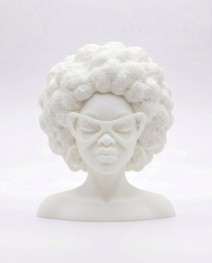 SUPERVALUECHOICE HCSEUA00043  Z-  Blank Retro Cat Eye Sunglasses Afro Woman Resin Sculpture DIY Paintable Blanks for Brooch Keychain Craft 2.8" × 2.6" × 1"