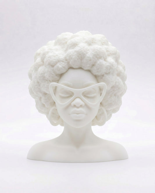 SUPERVALUECHOICE HCSEUA00043  Z-  Blank Retro Cat Eye Sunglasses Afro Woman Resin Sculpture DIY Paintable Blanks for Brooch Keychain Craft 2.8" × 2.6" × 1"