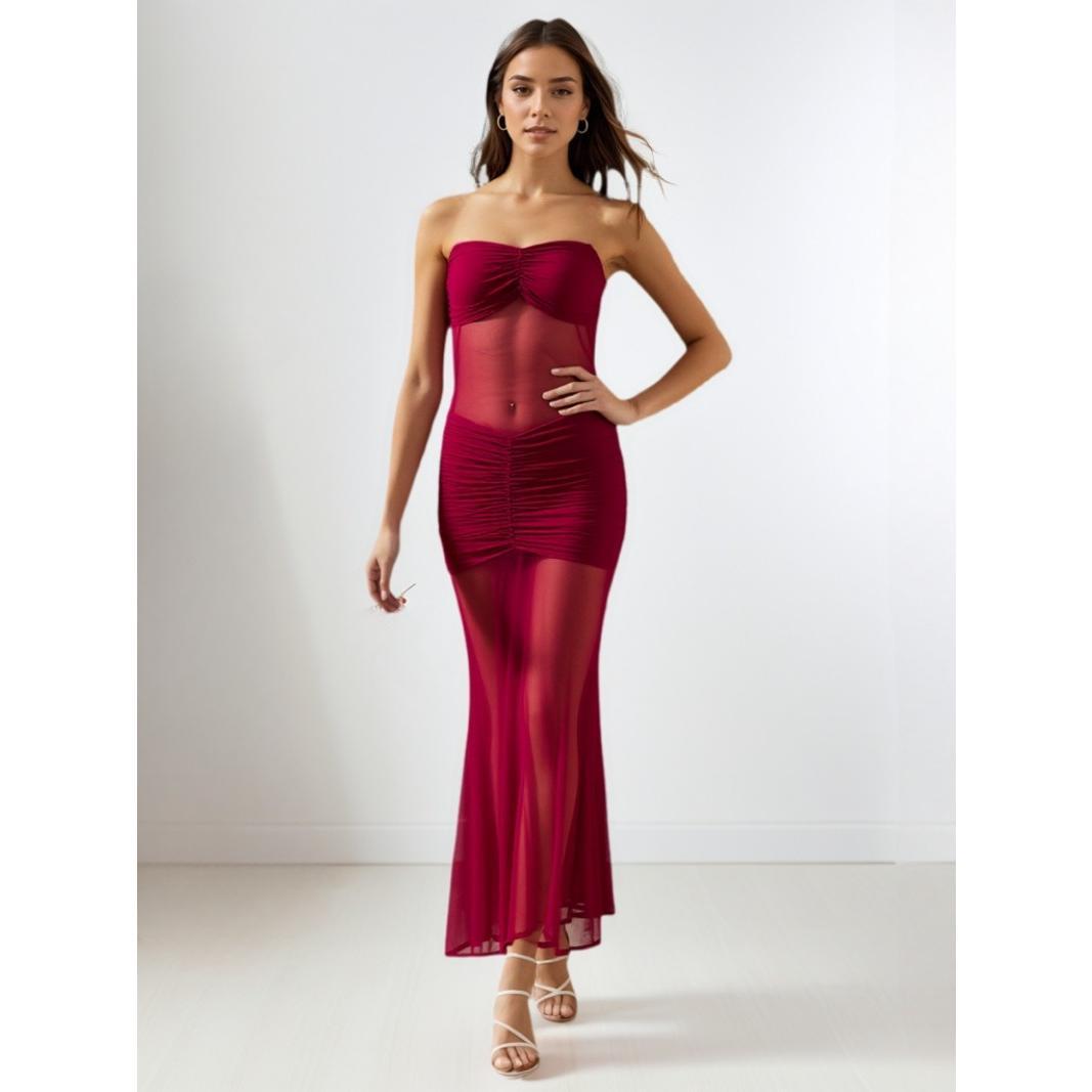 SVCM000097  Sexy one-shoulder strapless dress for women