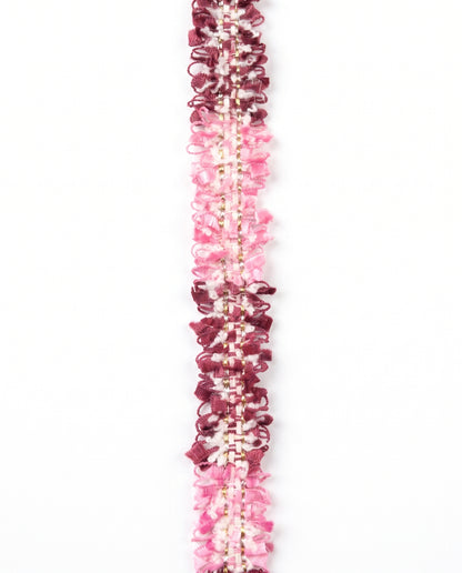 SuperValueChoice HCSEOA00010 Pastel Fringe Tweed Woven Trim Metallic Gold Thread Decorative Ribbon for Dress Hair Accessory DIY Sewing Craft ,0.59in width