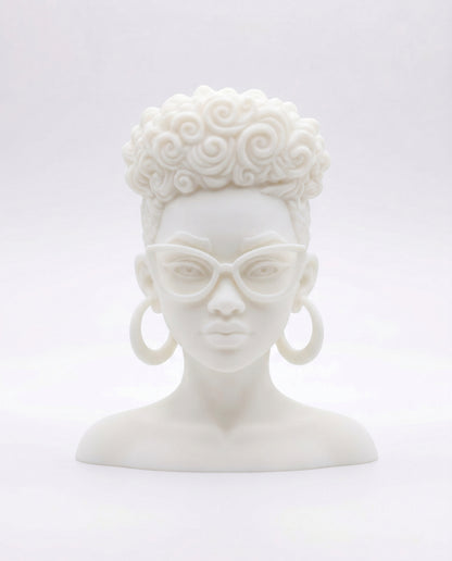 SUPERVALUECHOICE HCSEUA00044  Z-Paint Your Own Natural Coils Black Female Head Sculpture Blank Customizable DIY Accessory Base  2" × 3" × 0.6"