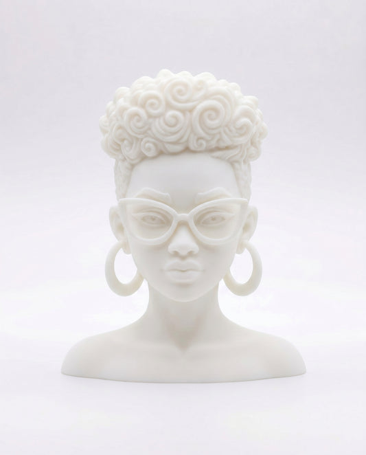 SUPERVALUECHOICE HCSEUA00044  Z-Paint Your Own Natural Coils Black Female Head Sculpture Blank Customizable DIY Accessory Base  2" × 3" × 0.6"