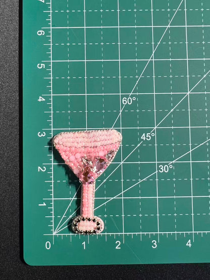SUPERVALUECHOICE HCSEYD00022 Rhinestone Patch Perfume Wine Glass Hat Motif Sew On Clothing Applique