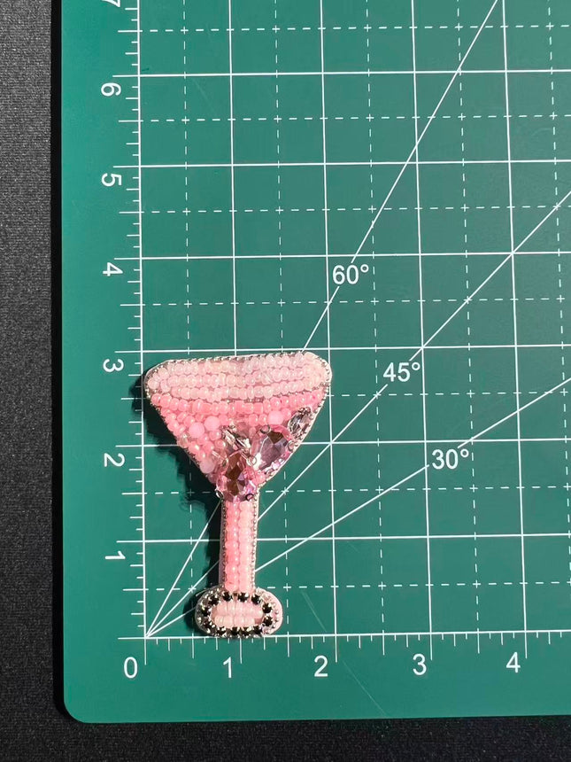 SUPERVALUECHOICE HCSEYD00022 Rhinestone Patch Perfume Wine Glass Hat Motif Sew On Clothing Applique