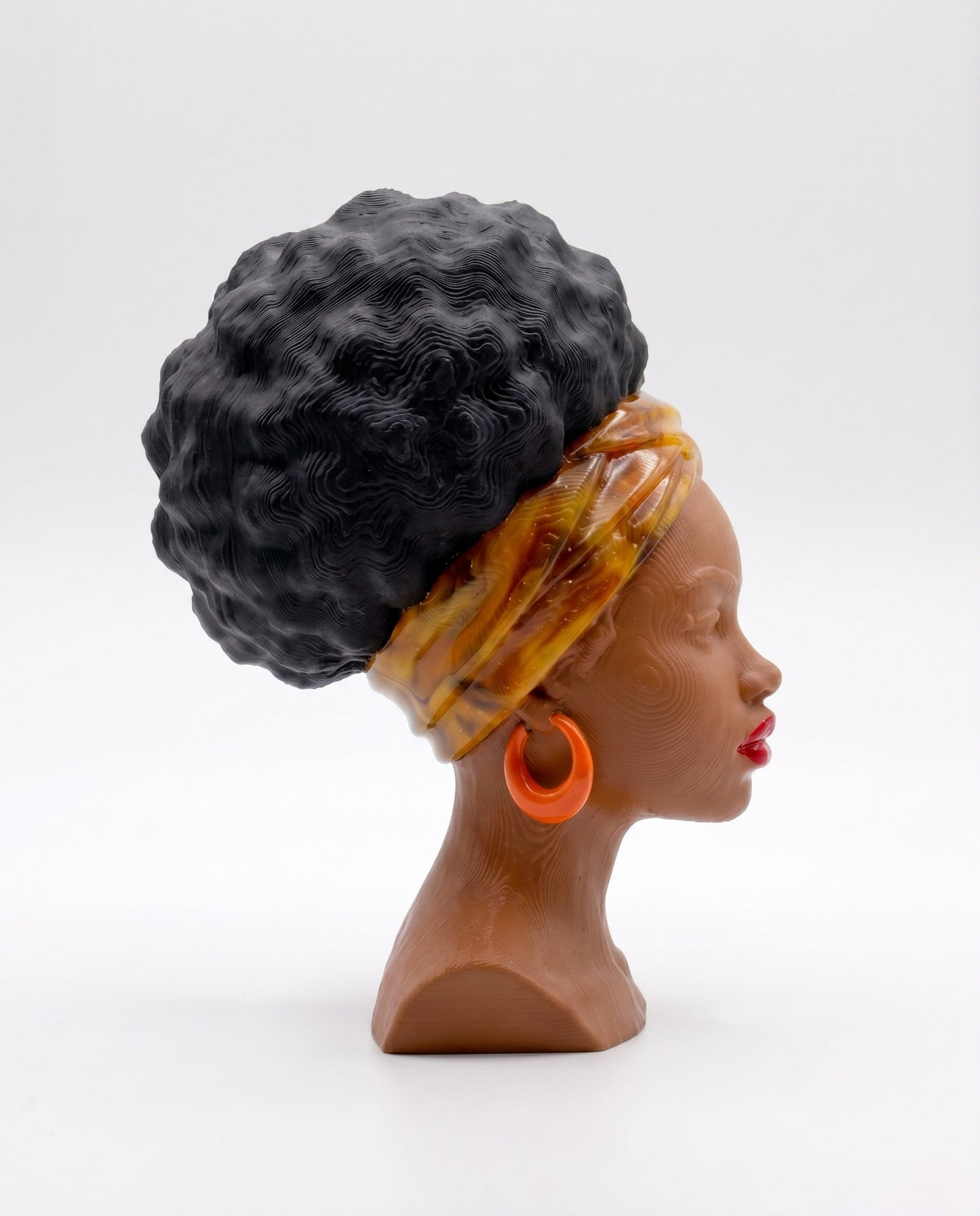 SUPERVALUECHOICE HCSEUA00028 Z-Customizable Unpainted Orange Hoop Earring Curly Hair Lady Bust Figurine Base, DIY Handcraft Supplies for Keychains Brooches 1" × 1.5" × 2.3"