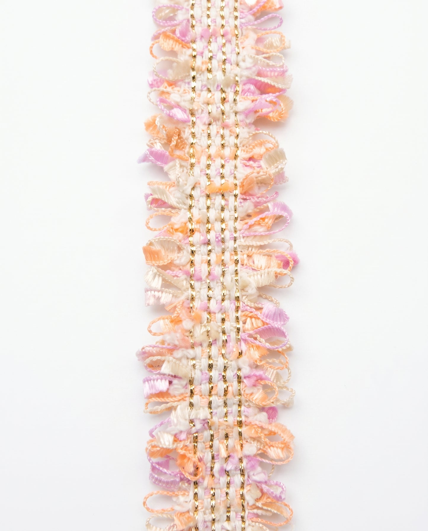 SuperValueChoice HCSEOA00007 Pastel Fringe Tweed Woven Trim Metallic Gold Thread Decorative Ribbon for Dress Hair Accessory DIY Sewing Craft ,0.98in width