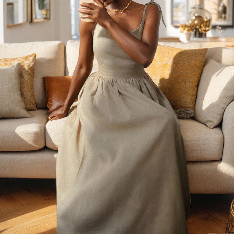 SVCD000004 Women's backless Uysen-style sexy V-neck high-waisted fashionable halter dress in European and American style