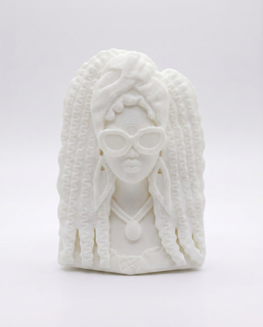 SUPERVALUECHOICE HCSEUA00027 Z-Customizable Unpainted Gold Glitter Sunglasses Black Woman Bust Figurine Base, DIY Handcraft Supplies for Keychains Brooches 2" × 2.7" × 0.5"
