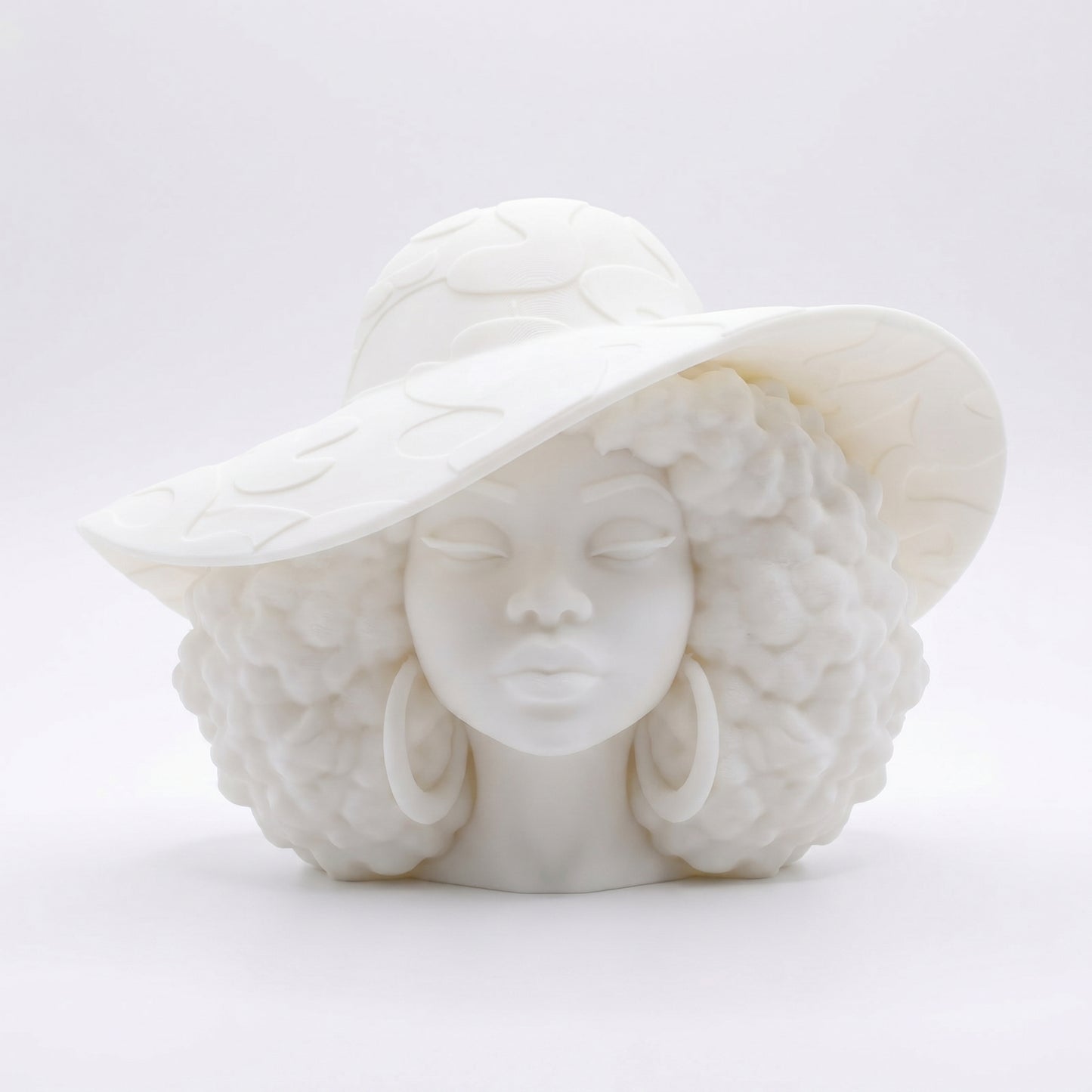 SUPERVALUECHOICE HCSEUA00071  Z-Unpainted Closed Eyes Camo Hat Curly Hair African Lady Bust Resin Mold Base for Handmade DIY Jewelry Craft Supplies 2.3" × 2.7" × 0.6"