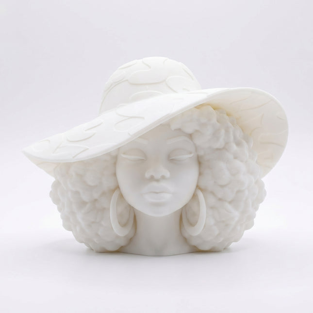 SUPERVALUECHOICE HCSEUA00071  Z-Unpainted Closed Eyes Camo Hat Curly Hair African Lady Bust Resin Mold Base for Handmade DIY Jewelry Craft Supplies