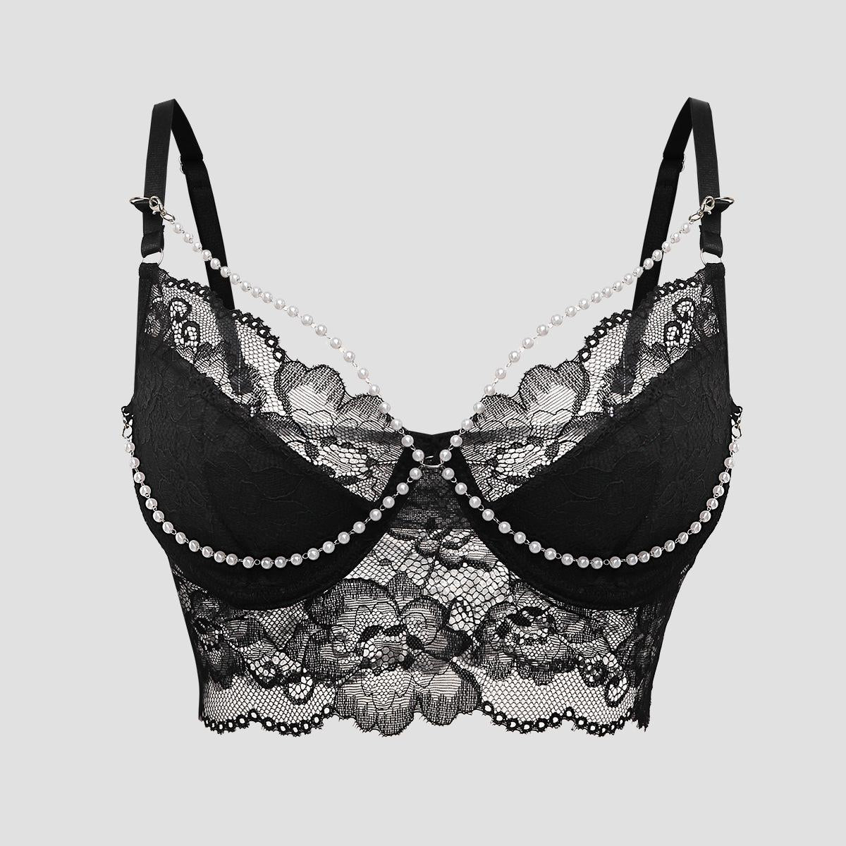 SVCT000087  Pearl chain design style French lace small halter top