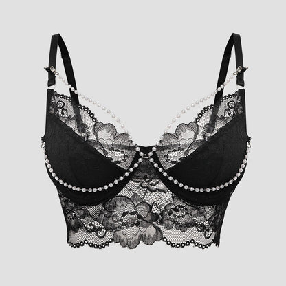 SVCT000087  Pearl chain design style French lace small halter top