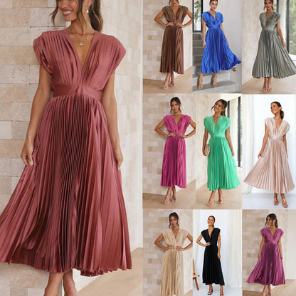 SVCD000029 Sexy pleated dress, Instagram casual loose zipped sleeveless dress