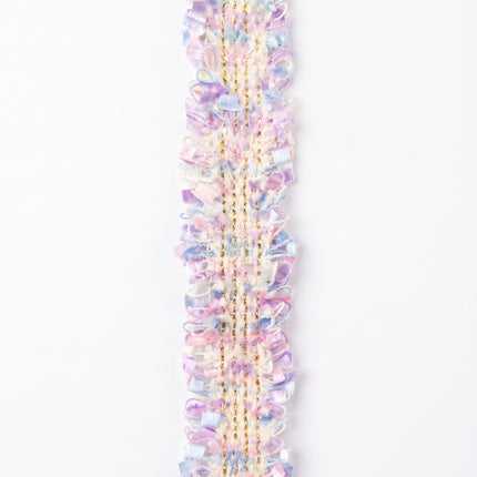 SuperValueChoice HCSEOA00008 Pastel Fringe Tweed Woven Trim Metallic Gold Thread Decorative Ribbon for Dress Hair Accessory DIY Sewing Craft ,0.98in width