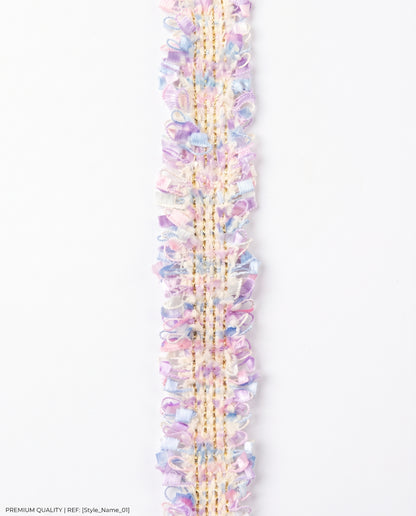 SuperValueChoice HCSEOA00008 Pastel Fringe Tweed Woven Trim Metallic Gold Thread Decorative Ribbon for Dress Hair Accessory DIY Sewing Craft ,0.98in width