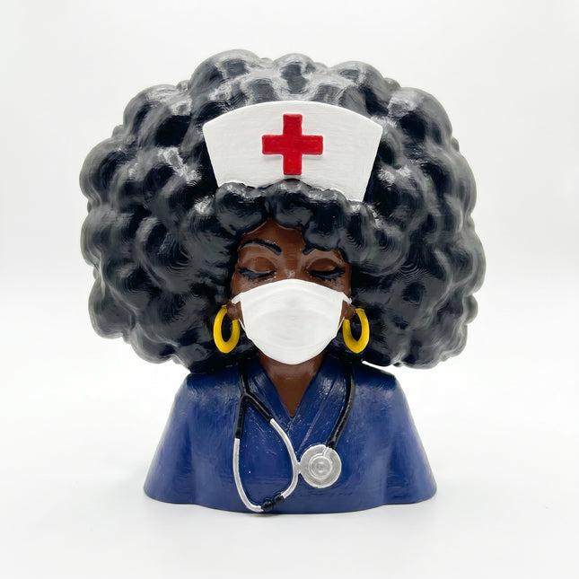 SUPERVALUECHOICE HCSEUA00052  Z-Blank Red Cross Afro Nurse Resin Sculpture DIY Paintable Blanks for Brooch Keychain Handmade Accessories