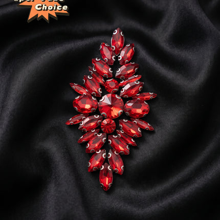 SUPERVALUECHOICE CHRISTMAS HCSEYD00045 Handmade Rhinestone Applique, Hotfix Backed Crystal Beaded Patch for Christmas Holiday Garment, Formal Dress & Costume Embellishment 3.74 in × 1.97 in