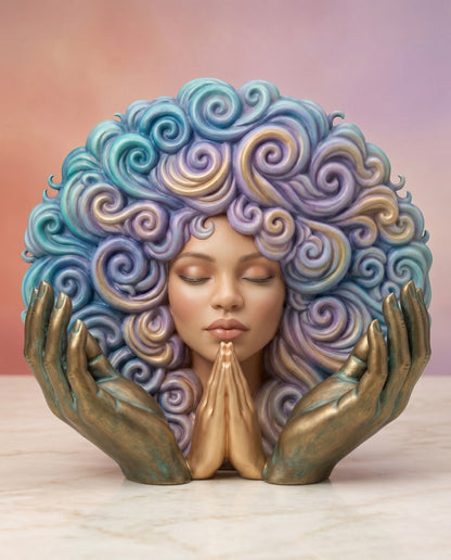 SUPERVALUECHOICE HCSEUA00023 Z-Customizable Unpainted Multi Golden Hands Prayer Woman Figurine Base, DIY Handcraft Supplies for Keychains Brooches 2.6" × 2.4" × 1.2"