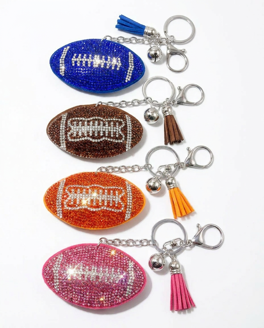 SUPERVALUECHOICE HCSESA00094 Shiny blue football-shaped brooch and keychain