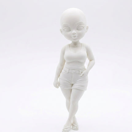 SUPERVALUECHOICE HCSEUA00047  Y - Paint Your Own Unfinished Bald Lady Doll Sculpture Blank Customizable DIY Accessory Base for Keychains Brooches 2.3" × 0.7" × 0.4"
